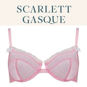 Polka dot pink bow mesh bra